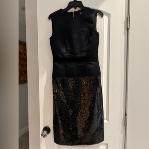 Dolce & Gabbana D&G Black Satin Top with Sequined bottom dress. Very chic.